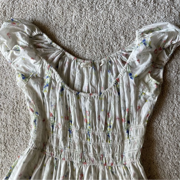 ✨NEW✨ DOEN Quinley Floral Organic Cotton Midi Dress in Painted Bouquet White L - Picture 4 of 14